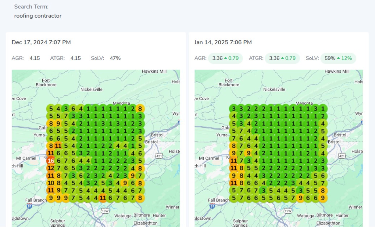 roofer in Kingsport TN rankings increase in Google Maps rankings