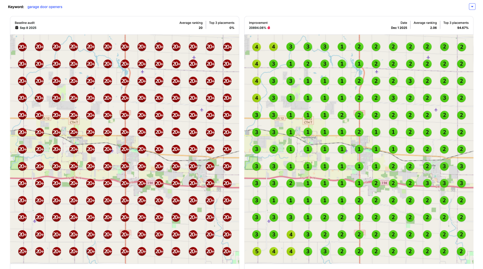 This commercial roofer in New Jersey just leveled up — increasing their Google Maps visibility from 82% to 92% for the high-value keyword “Commercial Roofing Contractor New Jersey” in just one month.