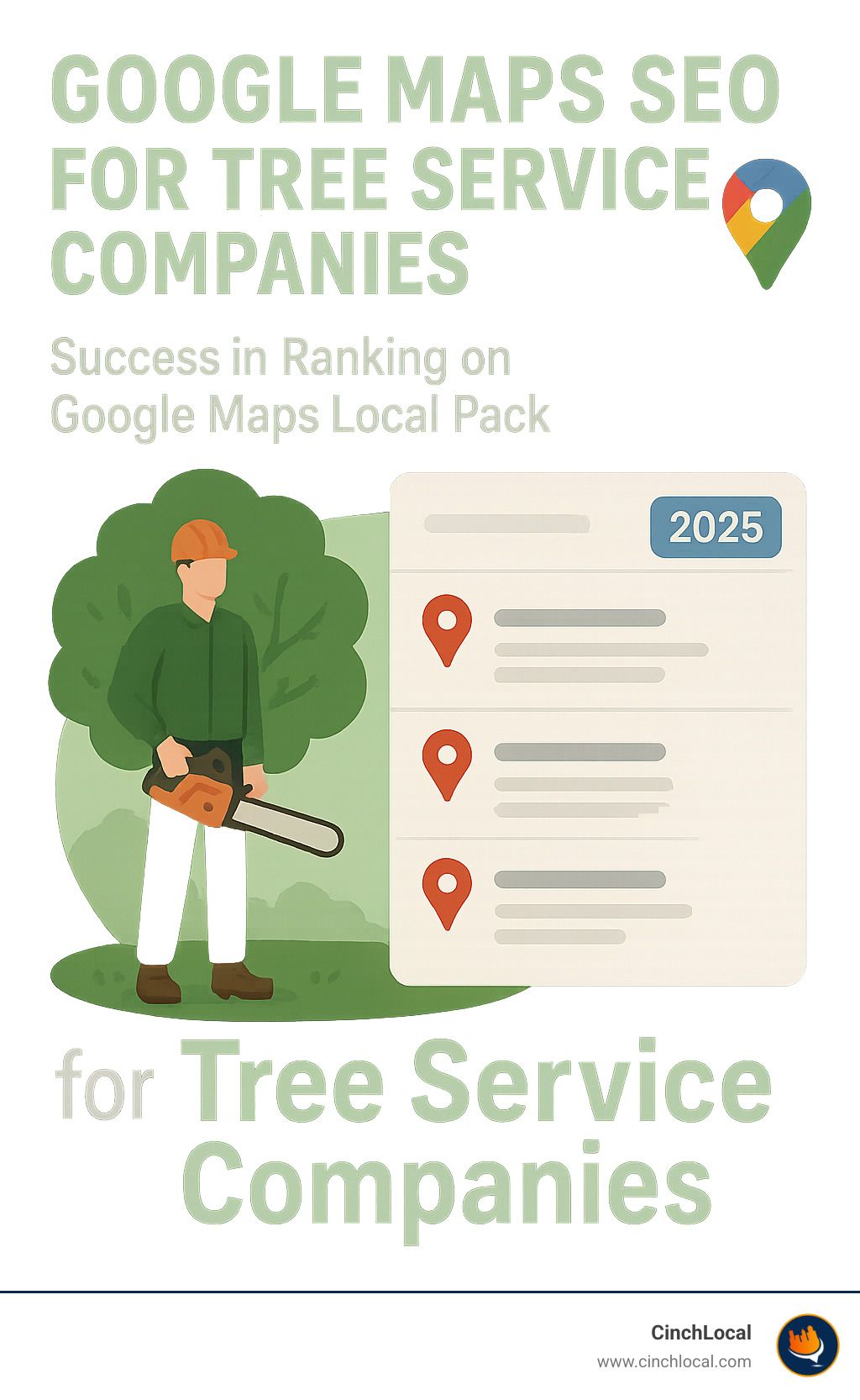 Tree service company successfully ranking in Google Maps local pack results - google maps seo for tree service companies infographic