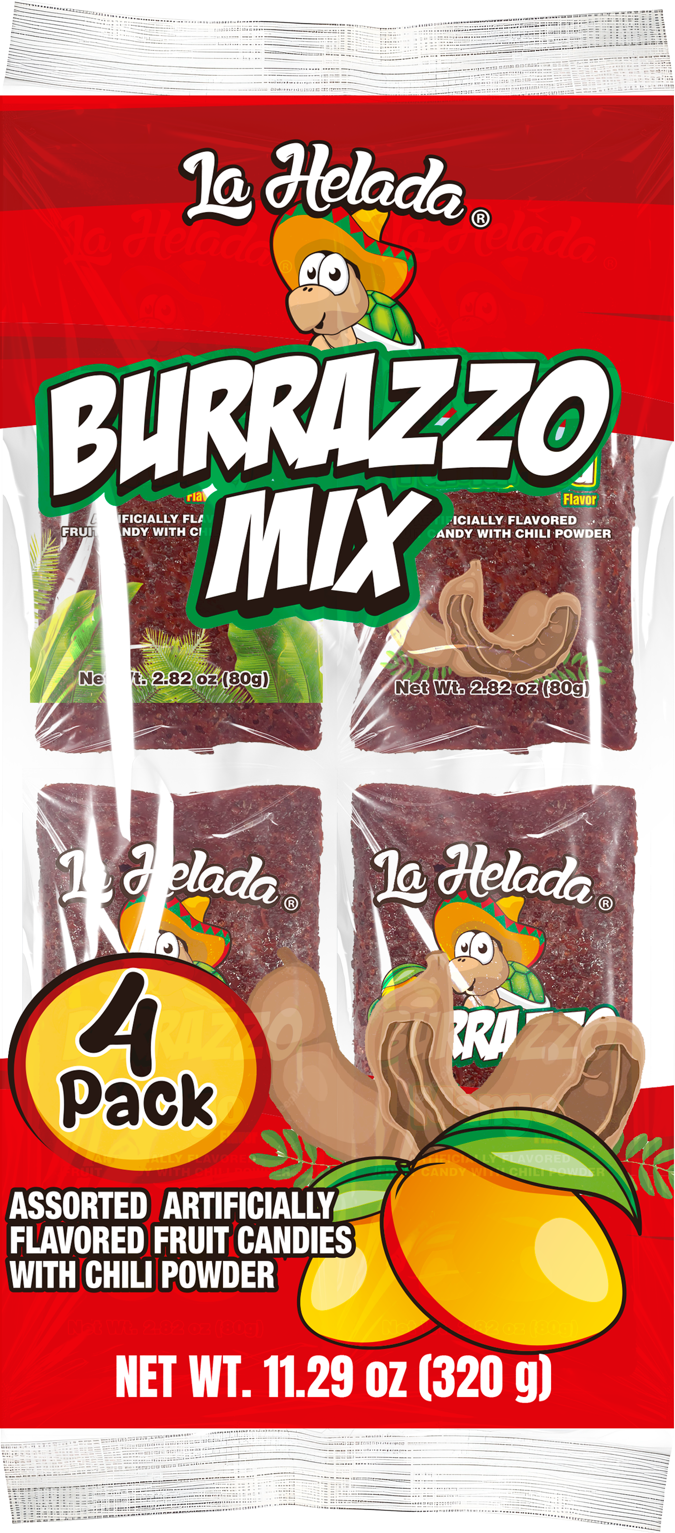 a package of burrazzo mix with mango and tamarind .