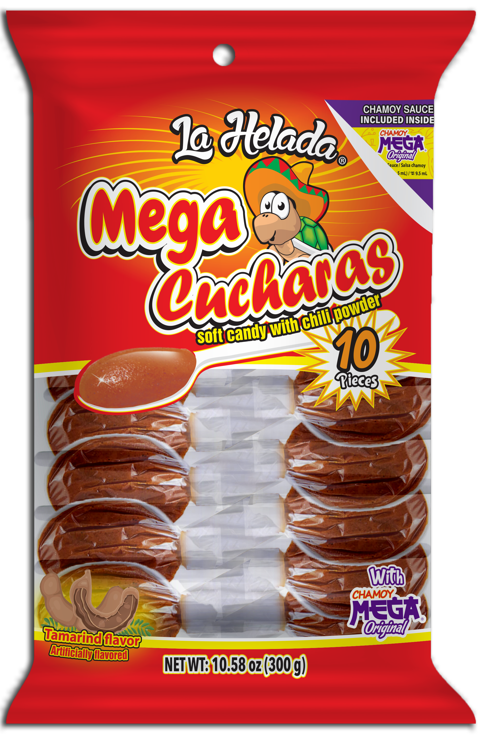 a bag of la helada mega cucharas candy