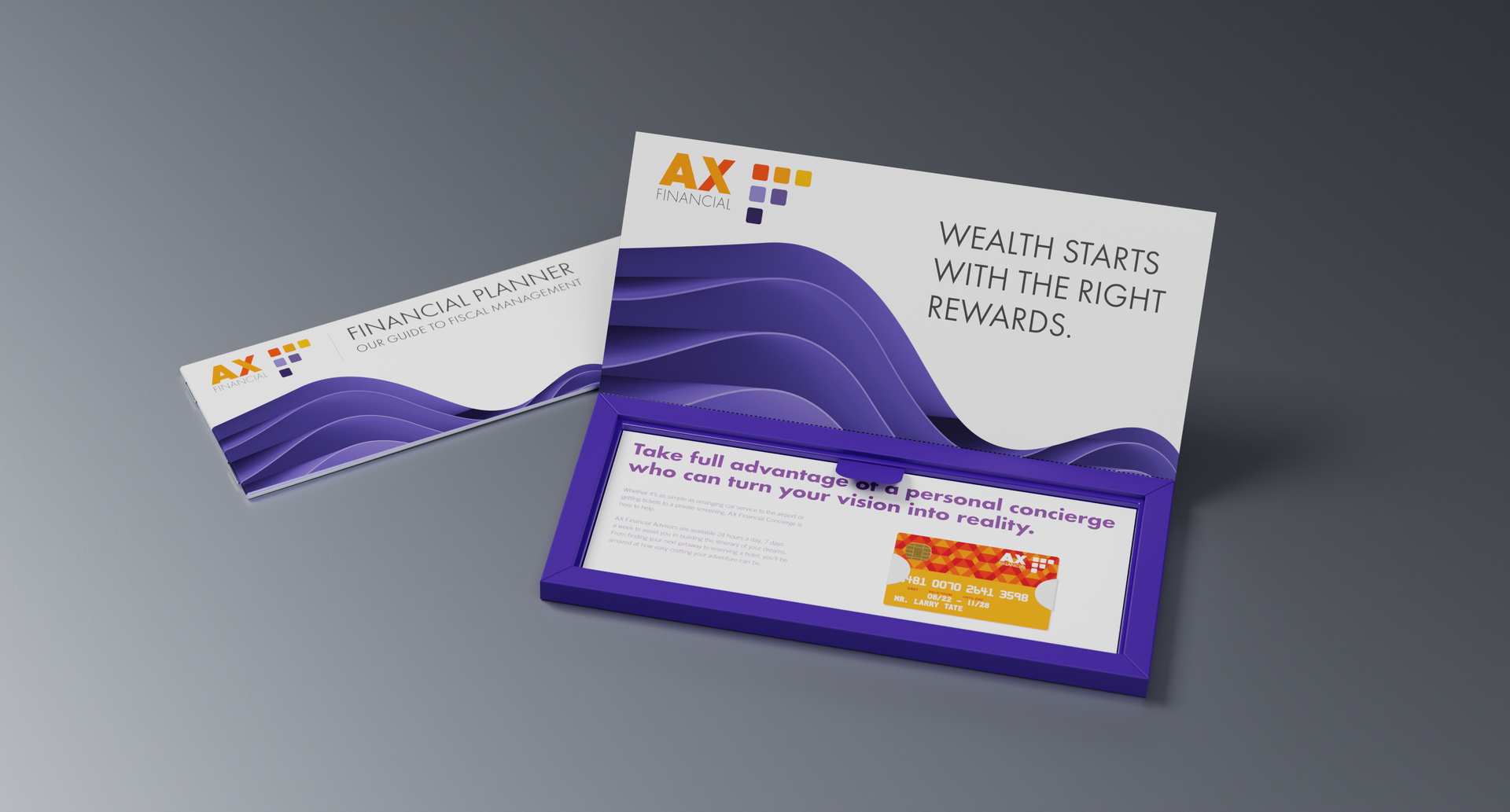 Two business cards are sitting on top of each other on a table.