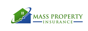 Logo for Mass Property Insurance: house graphic with arrow, and text.