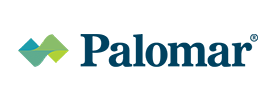Palomar logo: teal and green geometric design with the word 