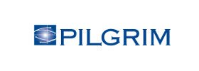 Logo of Pilgrim, with a blue square icon and the word 
