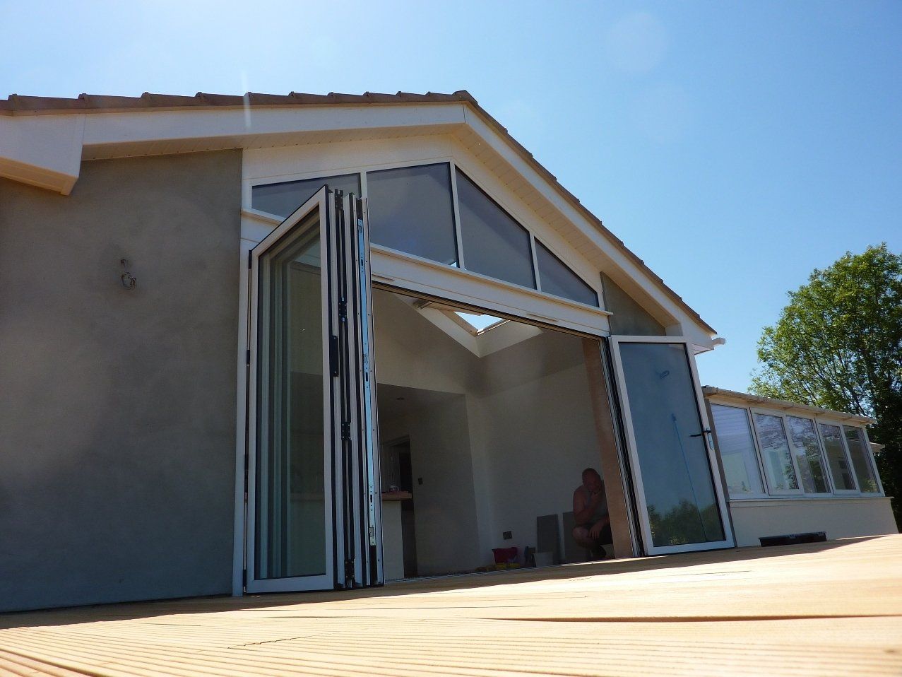 White Aluminium folding doors Sidmouth