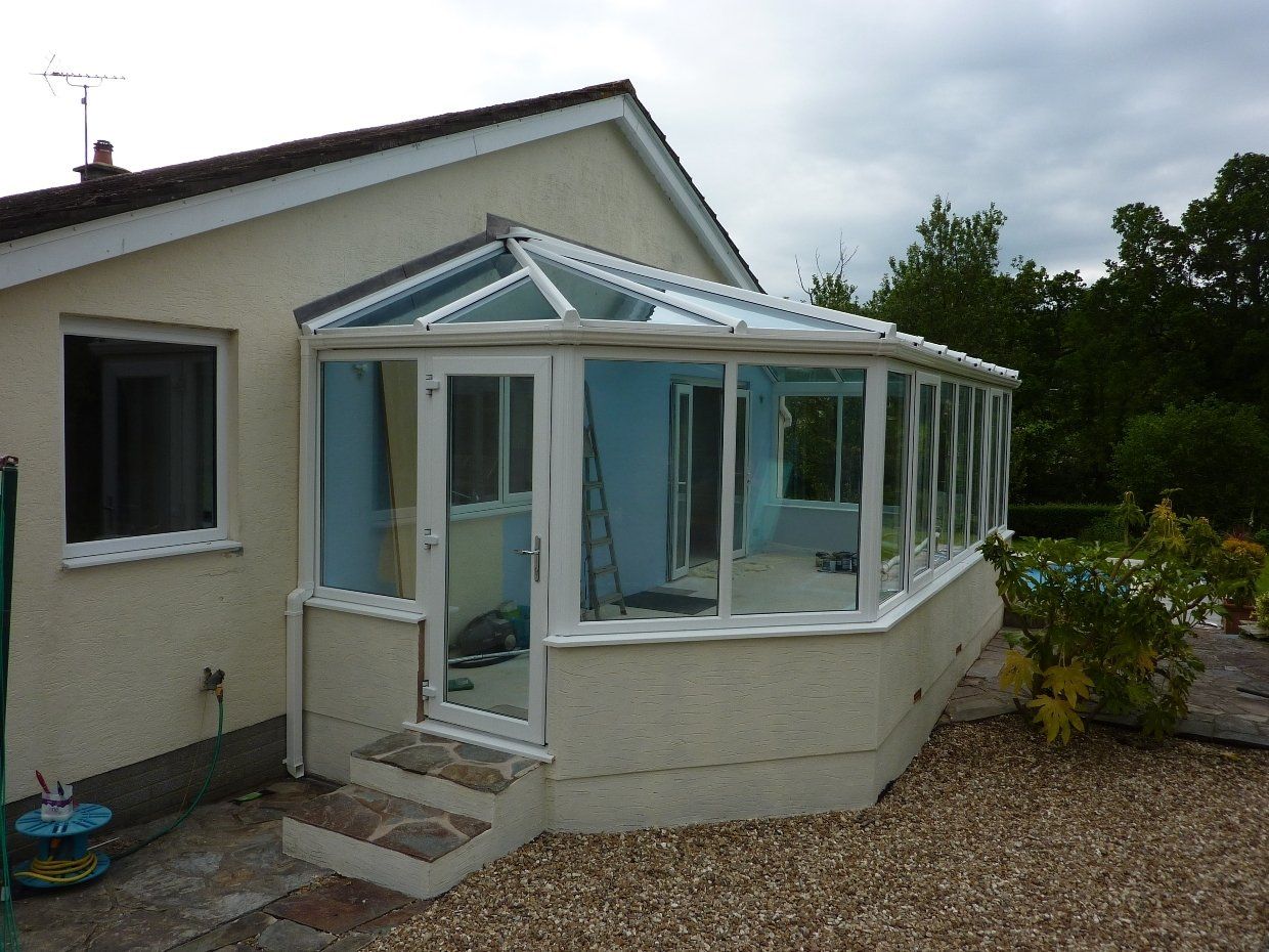 white PVC lean to's conservatories Torquay