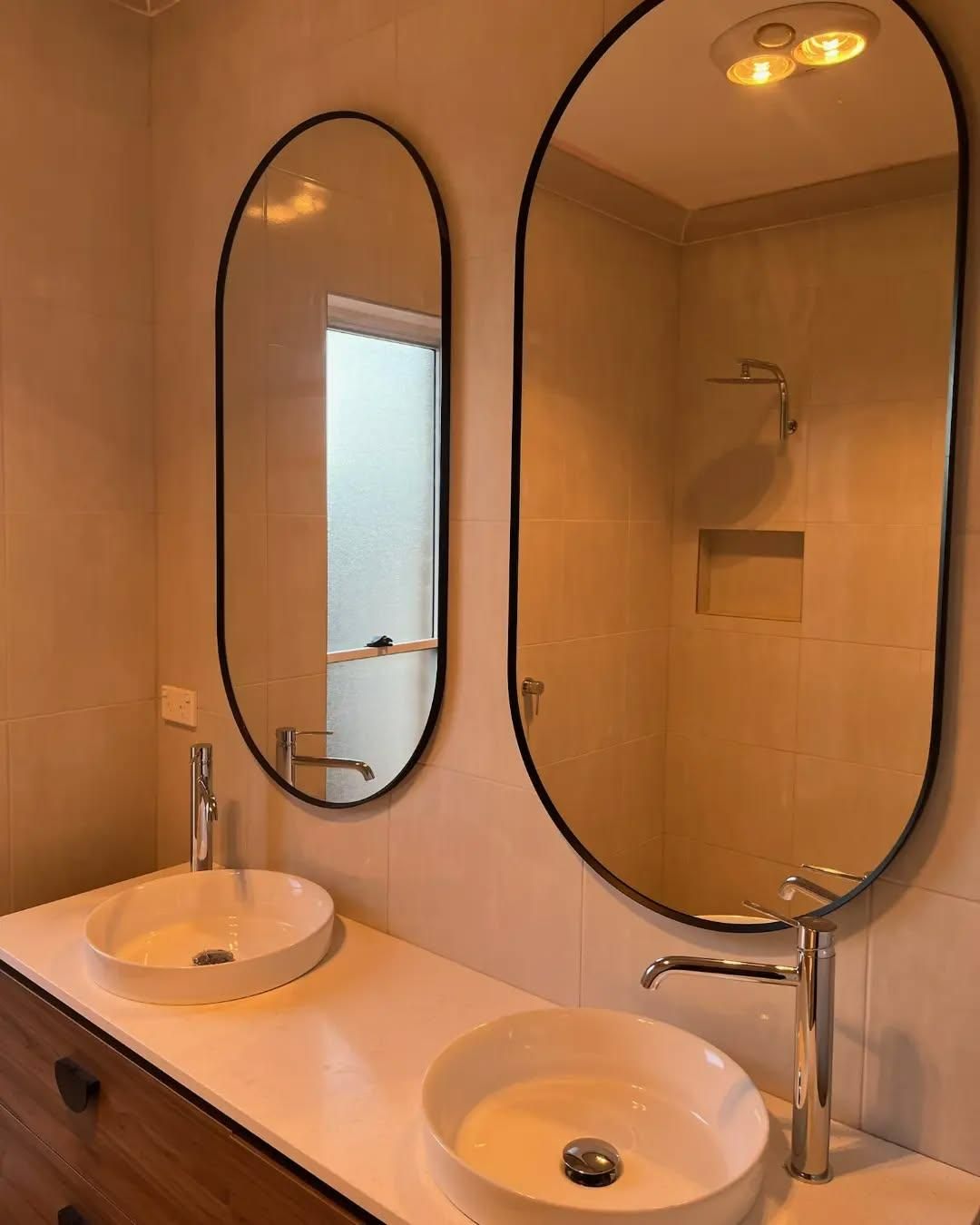 A Bathroom with Two Sinks and Two Mirrors — Bowral Bathrooms in Exeter, NSW