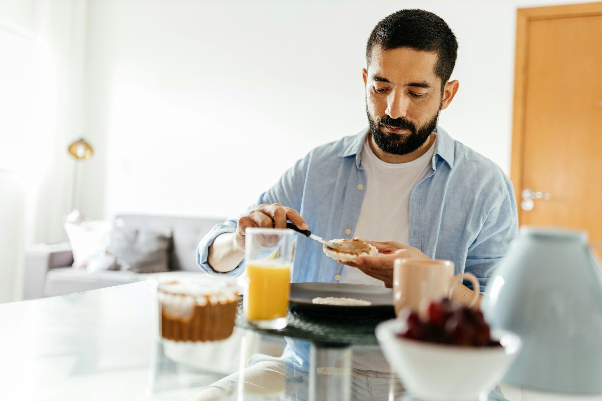 man eating