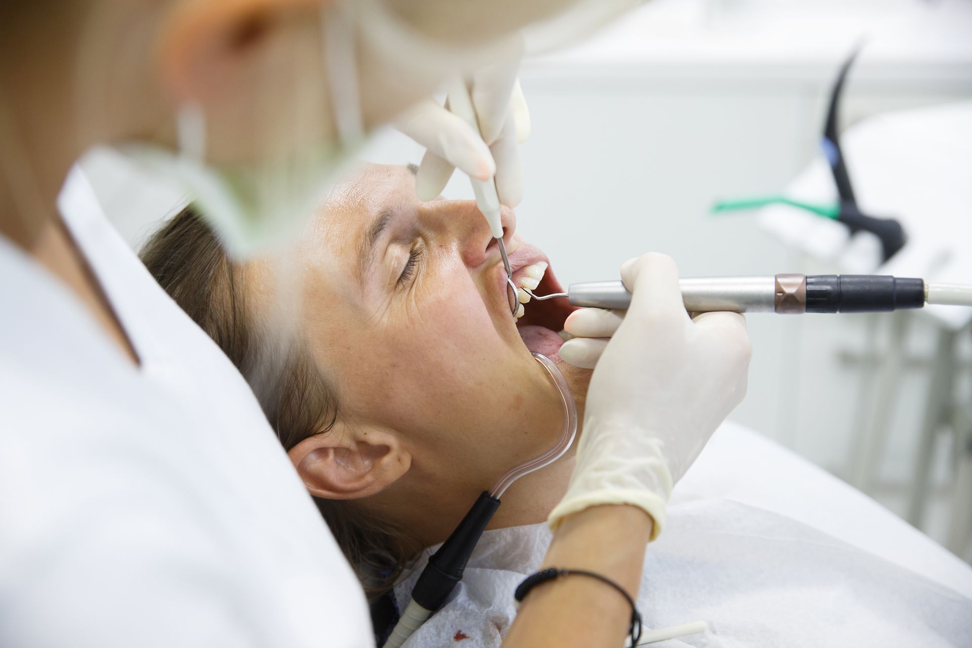 a patient getting an implant supported bridge