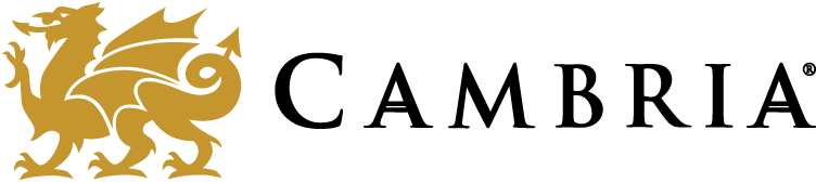 A logo for cambria with a dragon on it