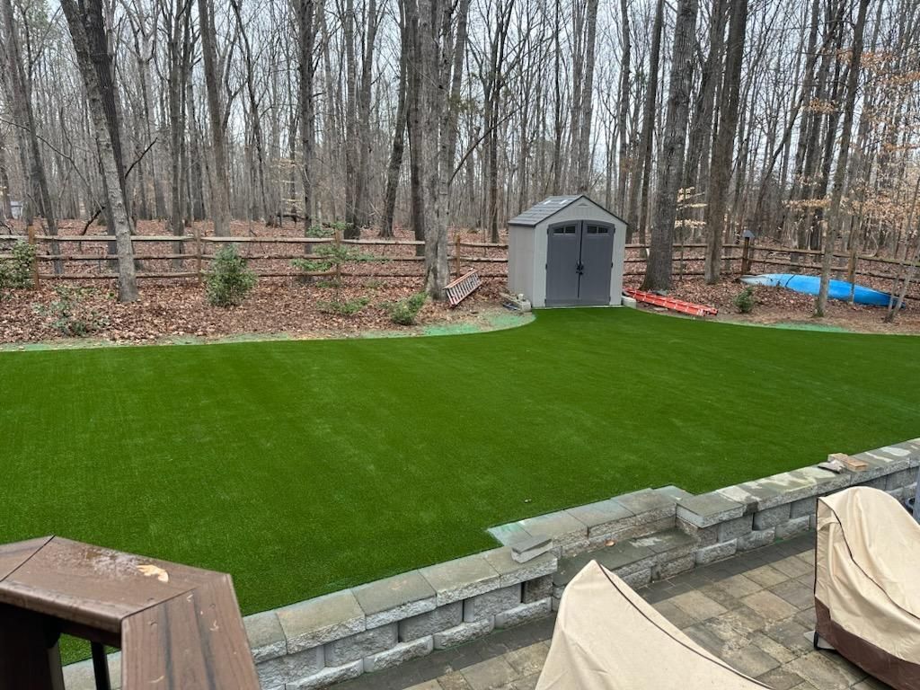 Green Artificial Turf Backyard in Cary NC