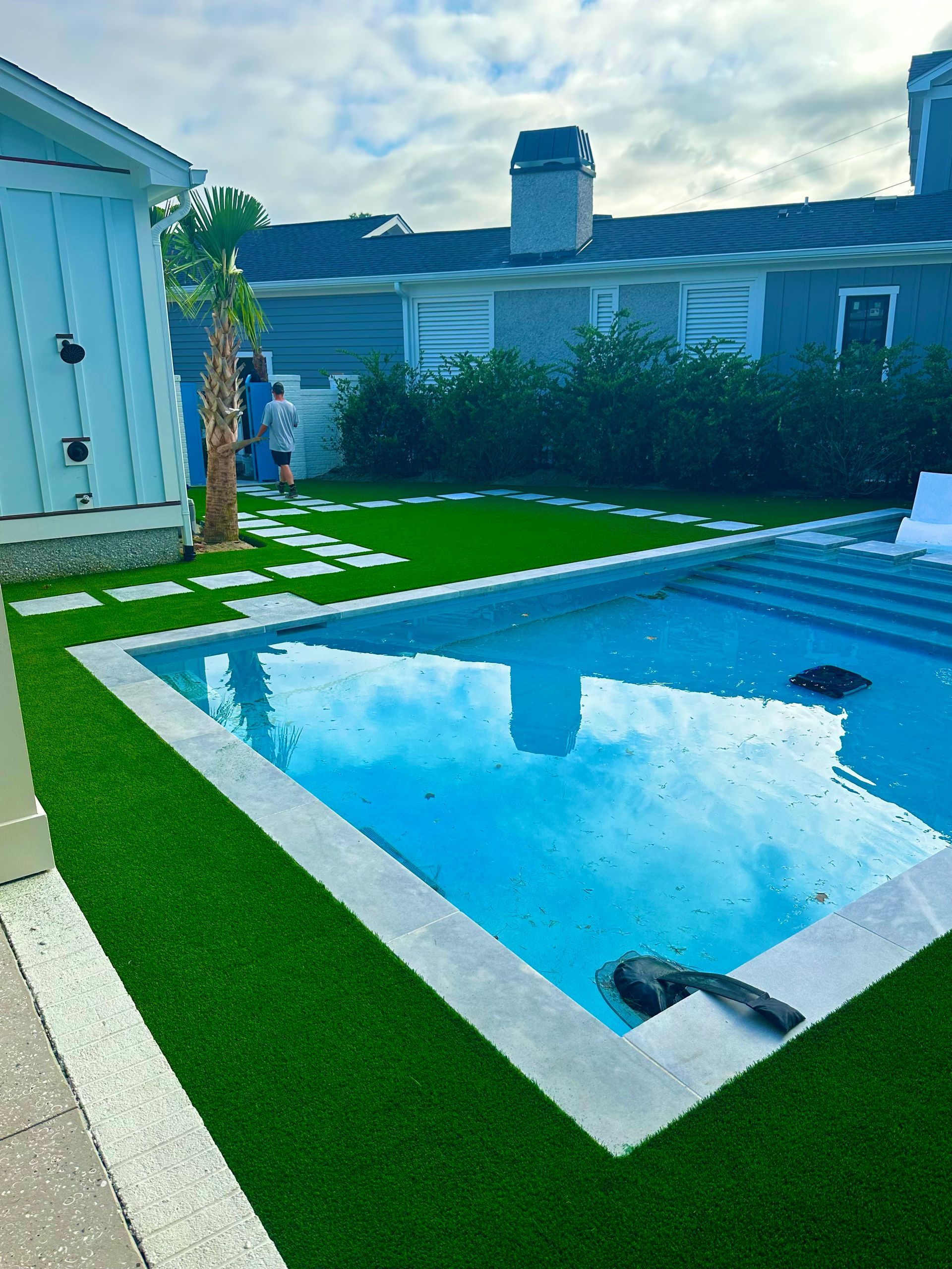 luxury artificial turf pool deck in Raleigh NC