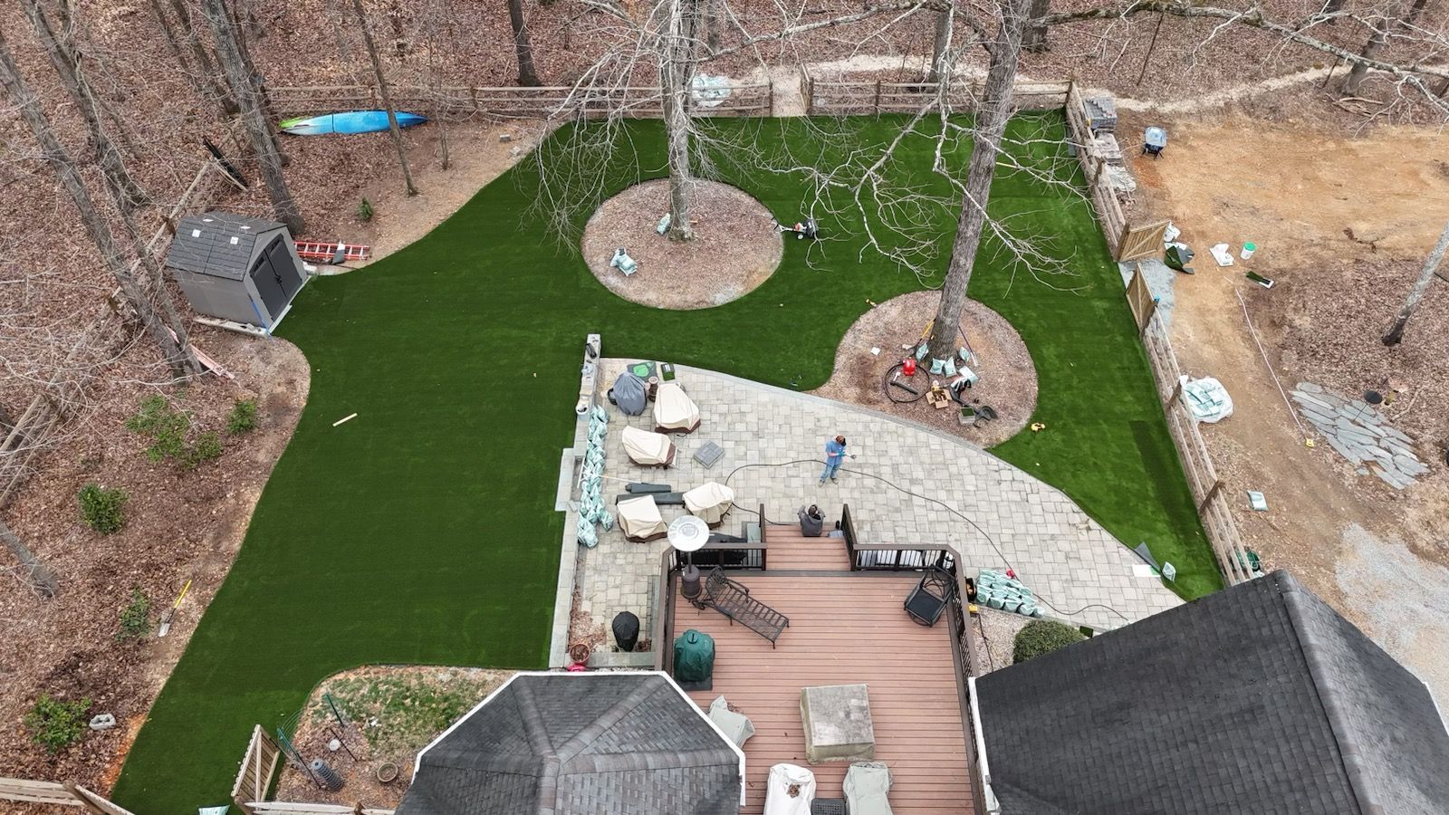 Residential artificial turf new installation in Raleigh NC