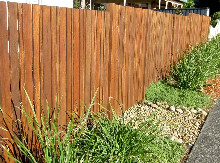 Front Wooden Slat Fence With Pebble Path — CAW Services in Badagarang, NSW