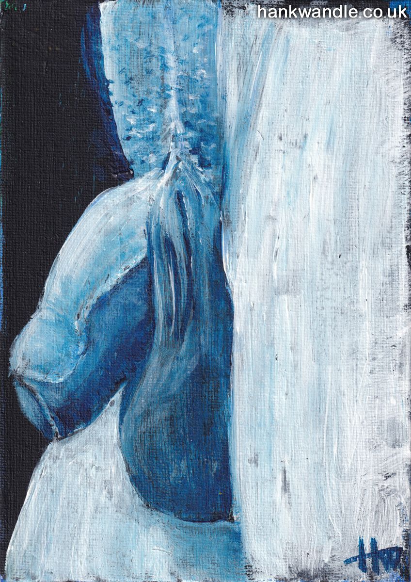 a painting of a penis and testicles seen in profile