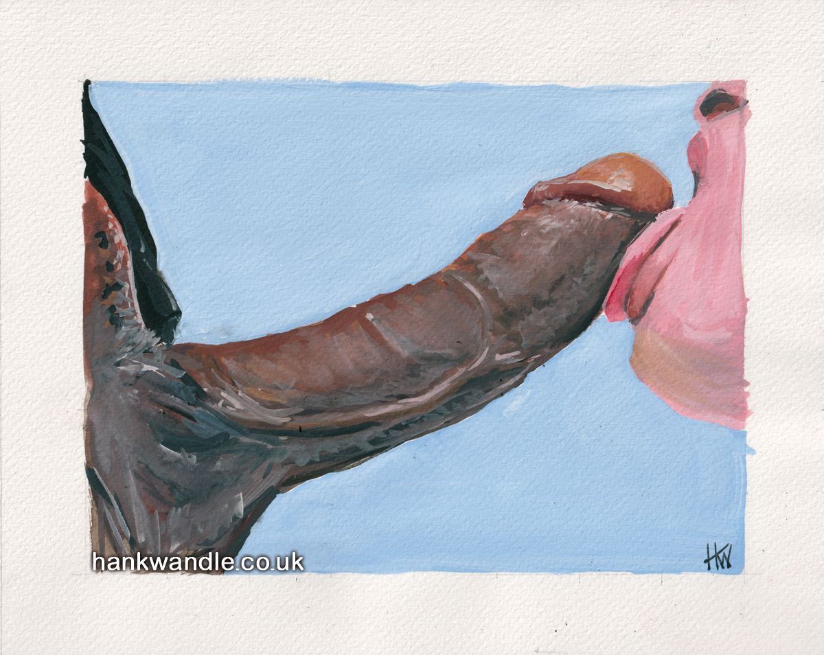 a big erect cock having the tip licked