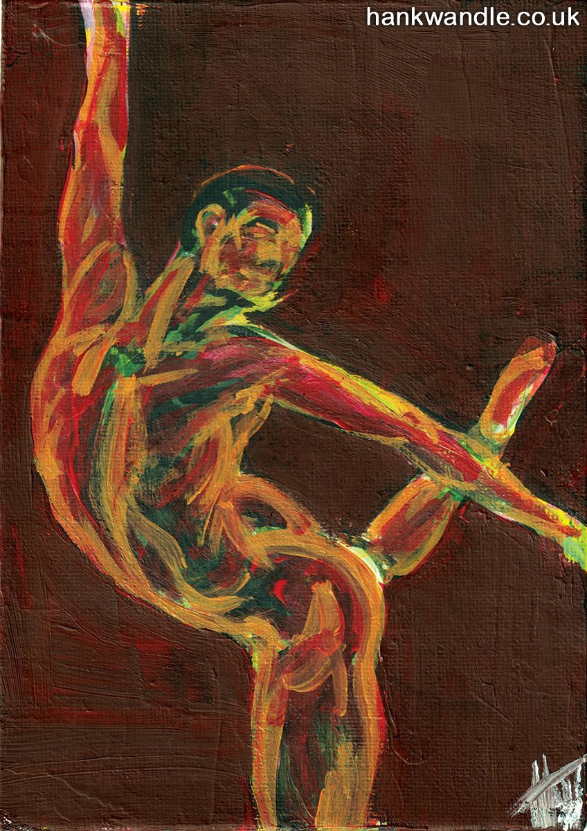 abstract painting of a muscular male dancer in a ballet pose