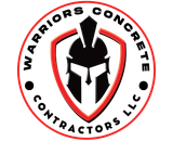 The logo for warriors concrete contractors llc has a spartan helmet on it.