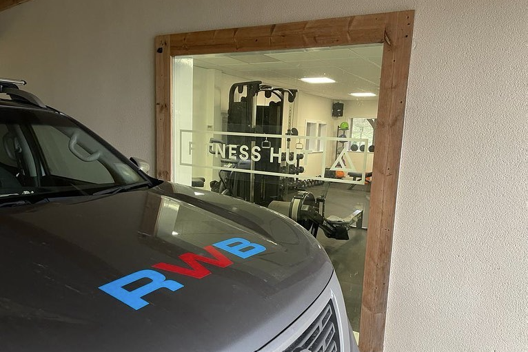 Van on location at Fitness Hut 