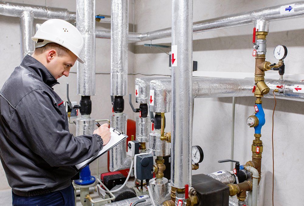Worker monitoring temperature - Lynn plumbers in Lynn, MA