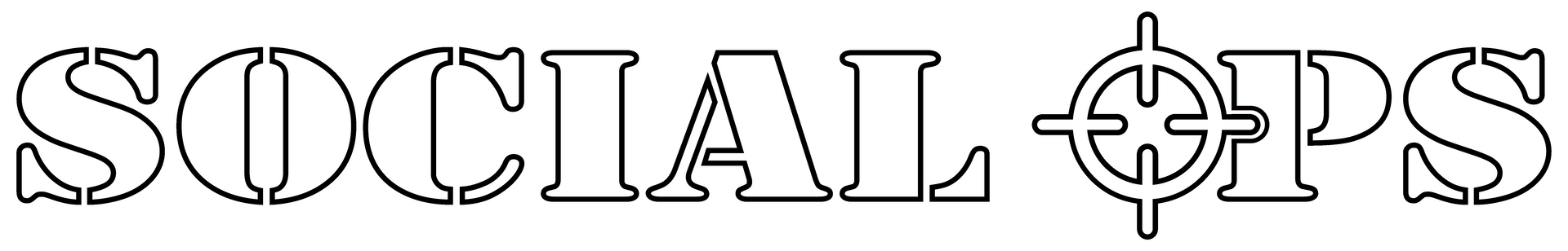 Black-and-white “SOCIAL OPS” logo with a target symbol replacing the O.