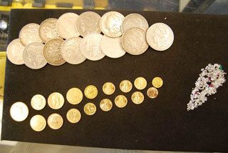 valuable coins on display at pawn shop in Raeford, NC