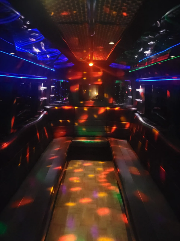 Boerne party bus with inside view night