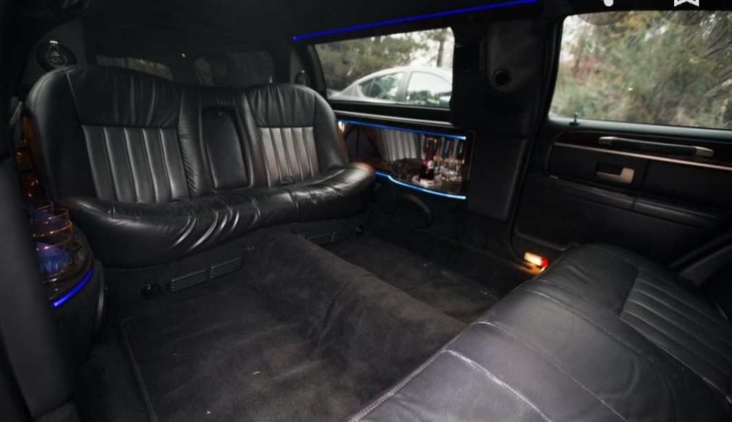 inside view of Lincoln towncar limo in San Antonio
