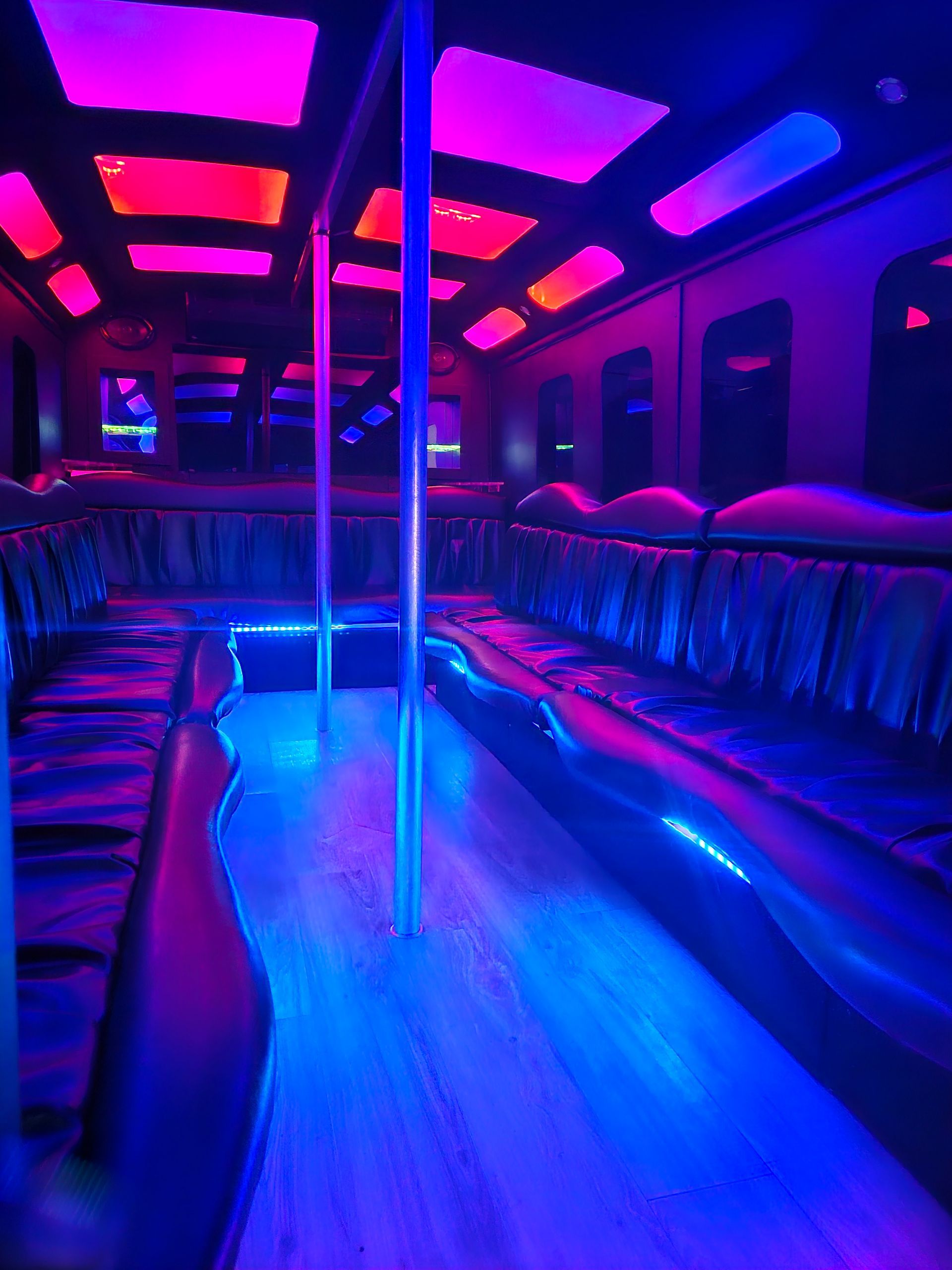 SATX San Antonio party bus interior view for up to 20 passengers