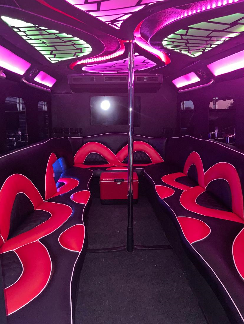 Austin black party bus with inside view