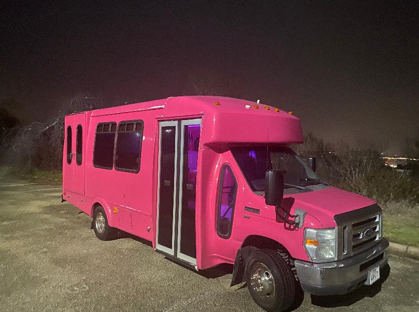 pink Austin party bus