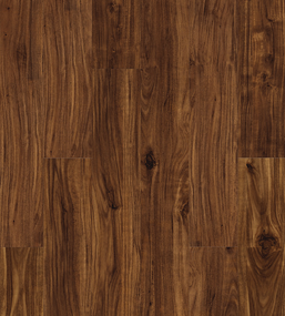 Dark brown hardwood flooring with wood grain and knots.