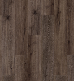 Dark brown wood-look flooring. Vertical planks with natural wood grain and knots.