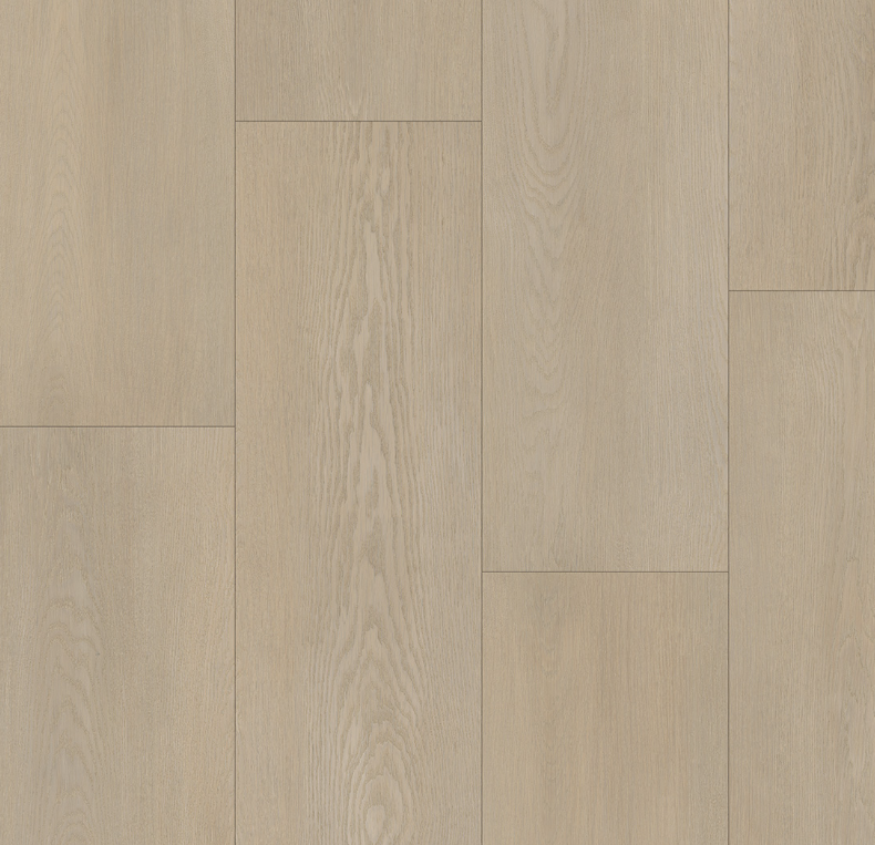 Light beige wood-look flooring with vertical planks and visible grain.