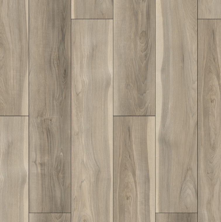 Light brown wood flooring with prominent grain patterns.