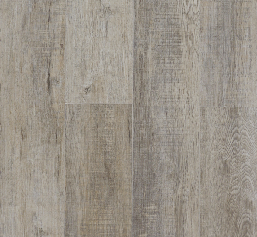 Light brown and gray wood-look flooring with vertical plank pattern.