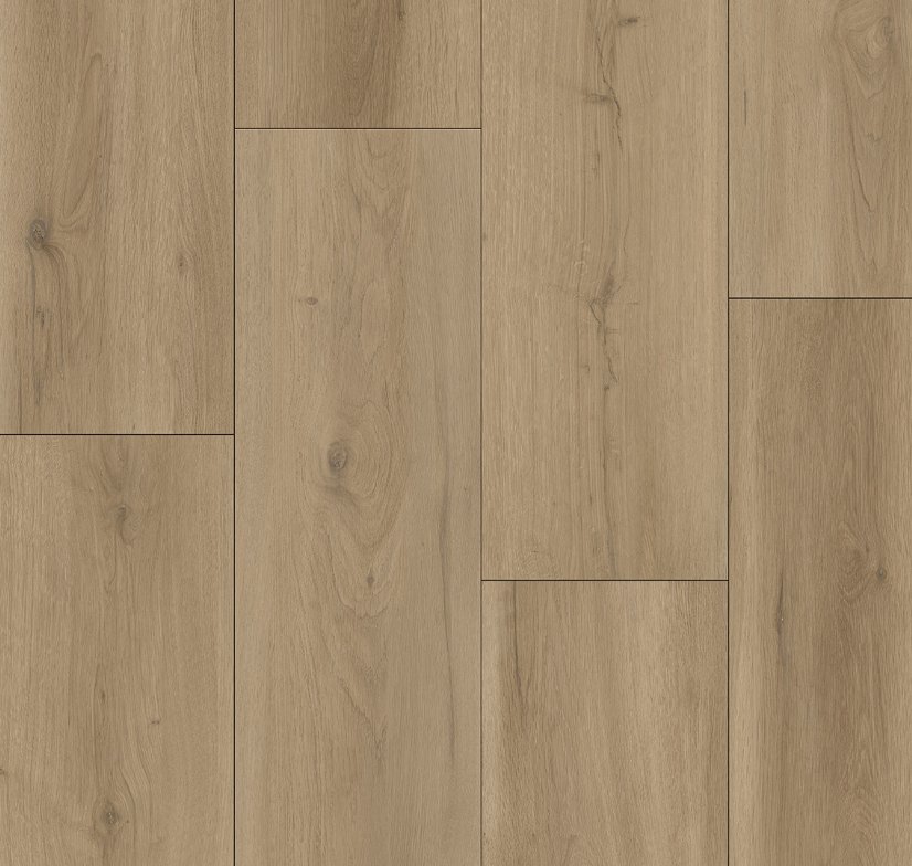 Light brown wood-look flooring with vertical planks and natural wood grain.