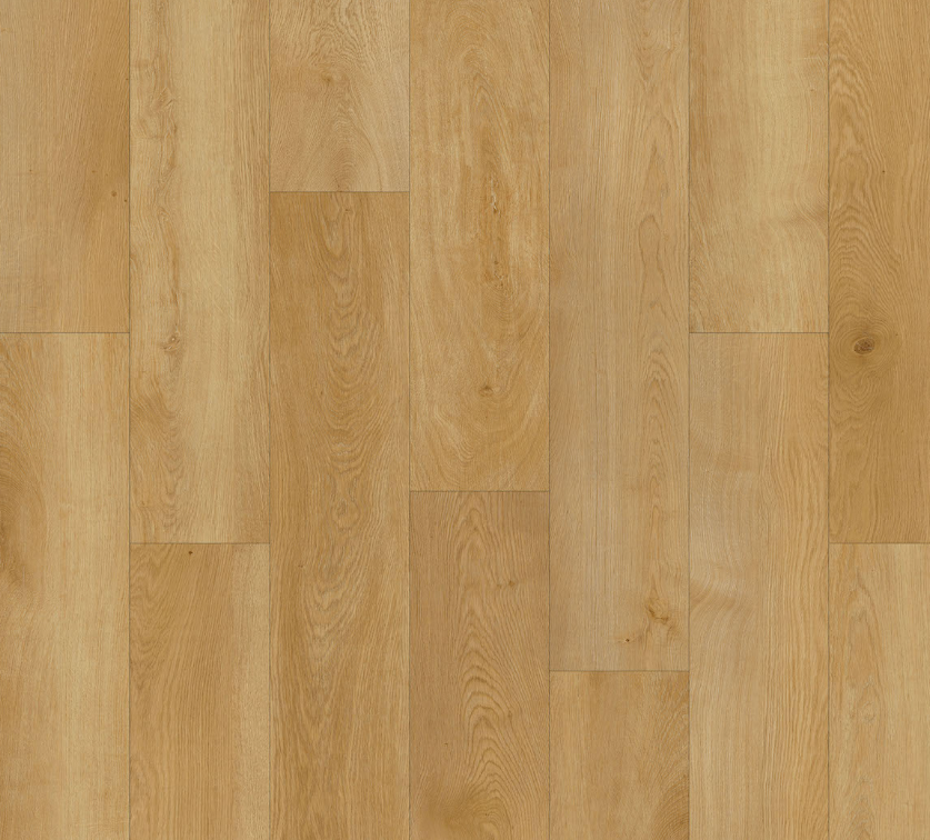 Light brown wood-look flooring with vertical planks.