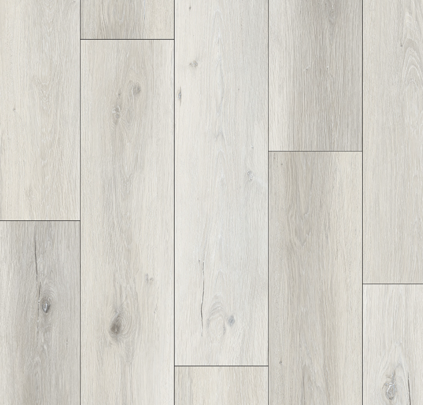 Light gray wood flooring with a plank pattern.