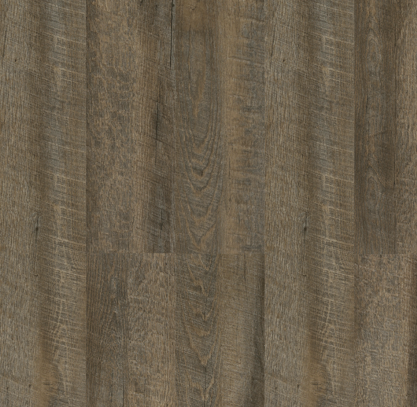 Wooden floor with a distressed, brown-grey appearance. Vertical planks with wood grain detail.