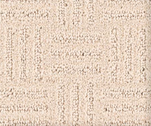 Beige carpet with a patterned design.
