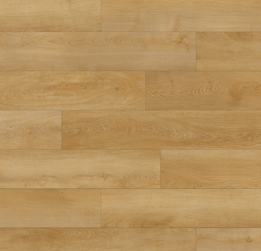 Wooden floorboards with a light tan finish, arranged in a staggered pattern.
