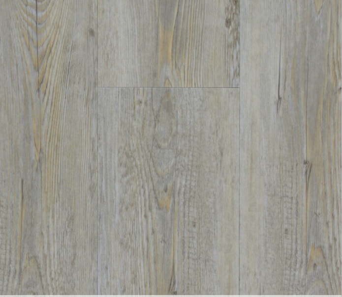 Light grey wood-look flooring with visible grain and knots.