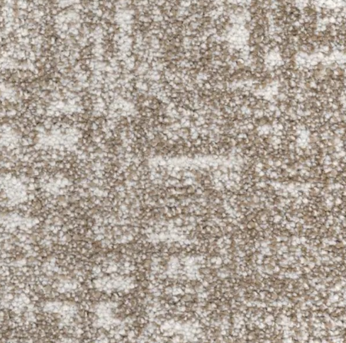 Close-up of speckled carpet, beige and white color variations.
