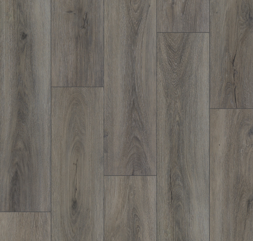 Gray wood-look flooring with vertical planks and varied color tones.