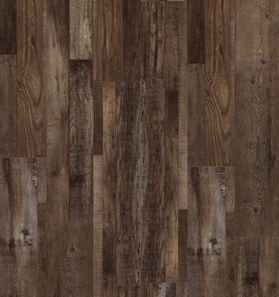 Dark brown distressed wood floor planks.