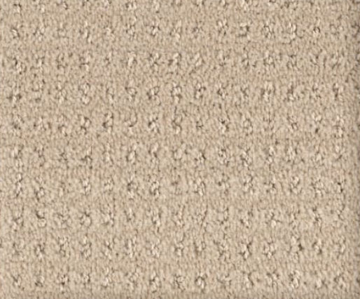 Beige textured carpet with a patterned, slightly raised design.