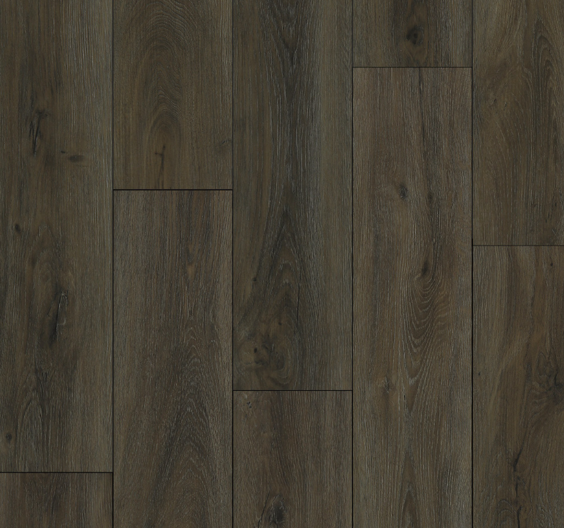 Dark brown wood flooring with wood grain details.