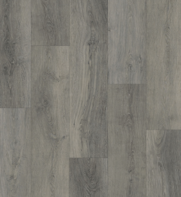 Gray wood-look flooring with vertical planks and visible wood grain texture.